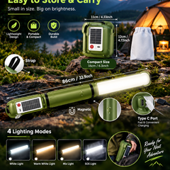 Inflatable Solar Camping Light with Power Bank – USB-C