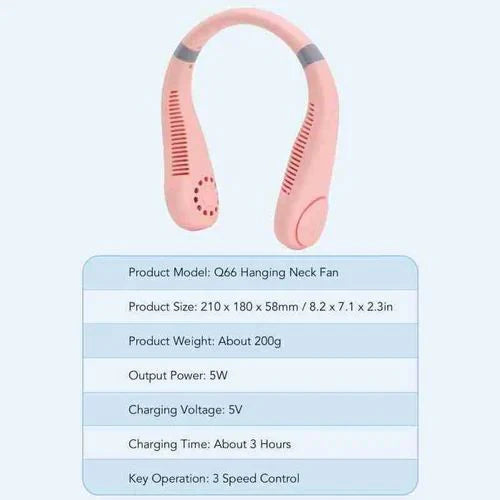 Portable Rechargeable Neck/Collar Fan - 5 Speed Mode | Hands-Free Bladeless | 4000 mAh Battery Operated Wearable 360° Personal Fan | Twistable, Rechargeable & Multi-Color | With Cooling Plate Technology |