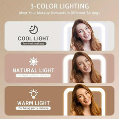 Portable LED Makeup Box / Vanity Case with Smart Mirror | Rechargeable Vanity Case with 3-Color Lighting | Portable and Compact Design with Storage |