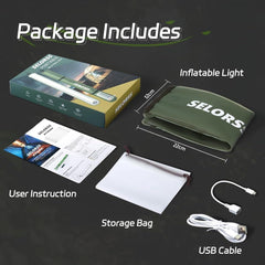 Inflatable Solar Camping Light - Portable Waterproof LED Tube Light with Solar & USB Charging, 3-Way Magnetic & Hanging Attachment for Emergency, Tent & Outdoor
