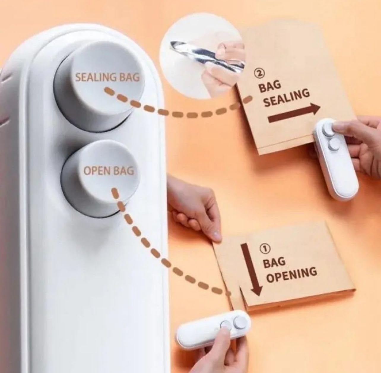 Portable Mini Sealing Machine Handheld | Packet Sealer | for Food , Snacks, Chips, Fresh Storage, Plastic Bag | Automatic Sealing Machine | Type C Charging