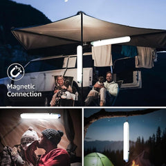 Inflatable Solar Camping Light - Portable Waterproof LED Tube Light with Solar & USB Charging, 3-Way Magnetic & Hanging Attachment for Emergency, Tent & Outdoor