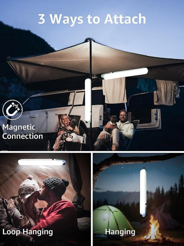 Inflatable Solar Camping Light - Portable Waterproof LED Tube Light with Solar & USB Charging, 3-Way Magnetic & Hanging Attachment for Emergency, Tent & Outdoor