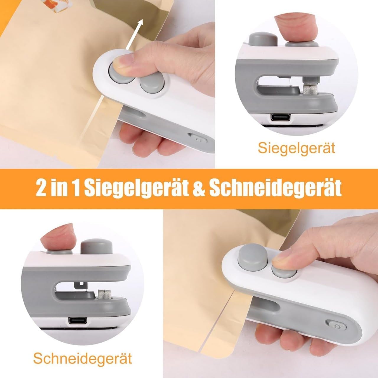 Portable Mini Sealing Machine Handheld | Packet Sealer | for Food , Snacks, Chips, Fresh Storage, Plastic Bag | Automatic Sealing Machine | Type C Charging