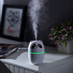 Panda Shape Cool Mist Humidifier & Essential Oil Aroma Diffuser|  Ultrasonic Quiet Humidifier | Portable Design | Relaxing Night Light |For Home, Office, Car & Indoors | 300 ml Tank | Multi-Color LED