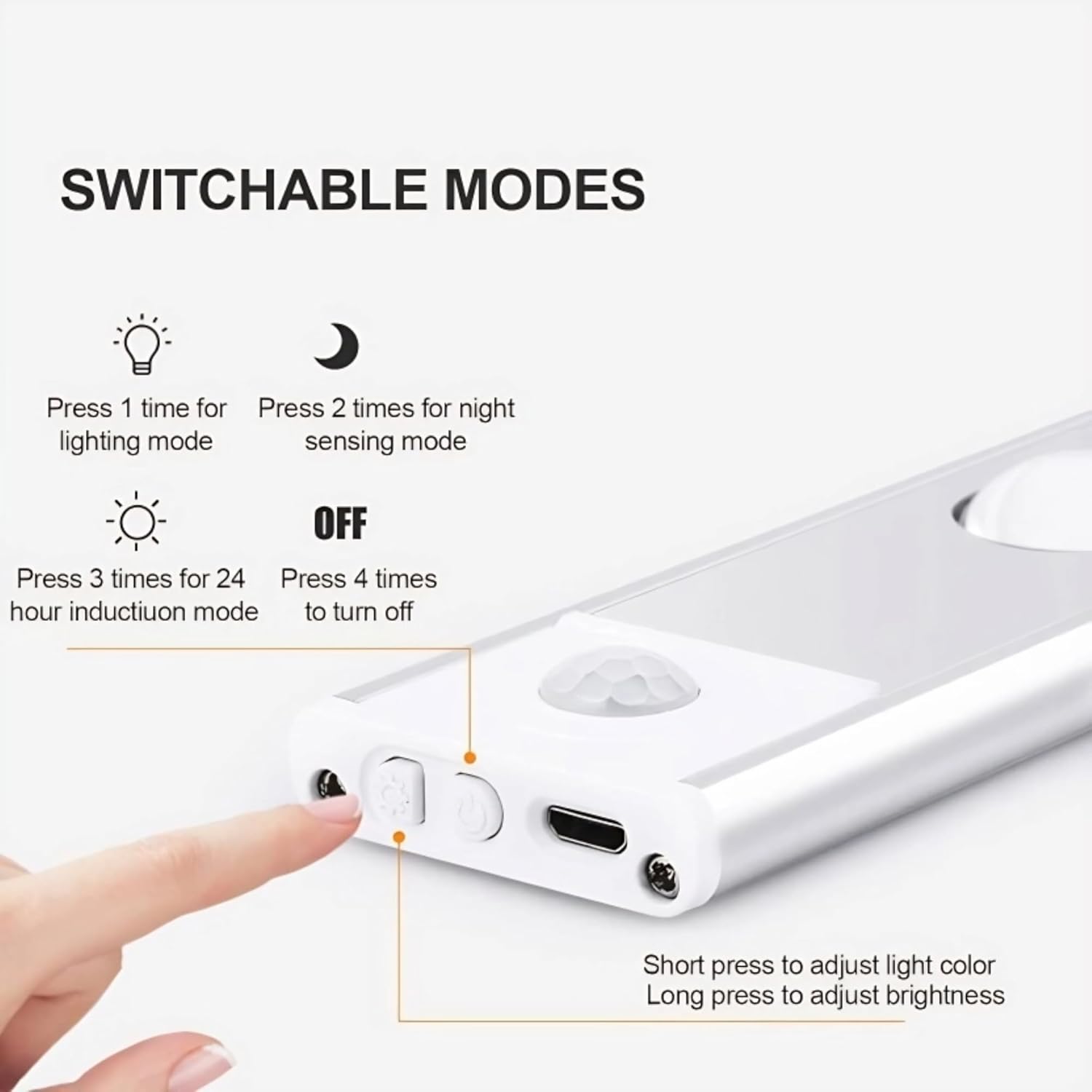 Motion Sensor Under Cabinet LED Lights [40 cms] |Batter Operated USB Rechargeable | Wireless & Magnetic | Long Lasting Battery Life |