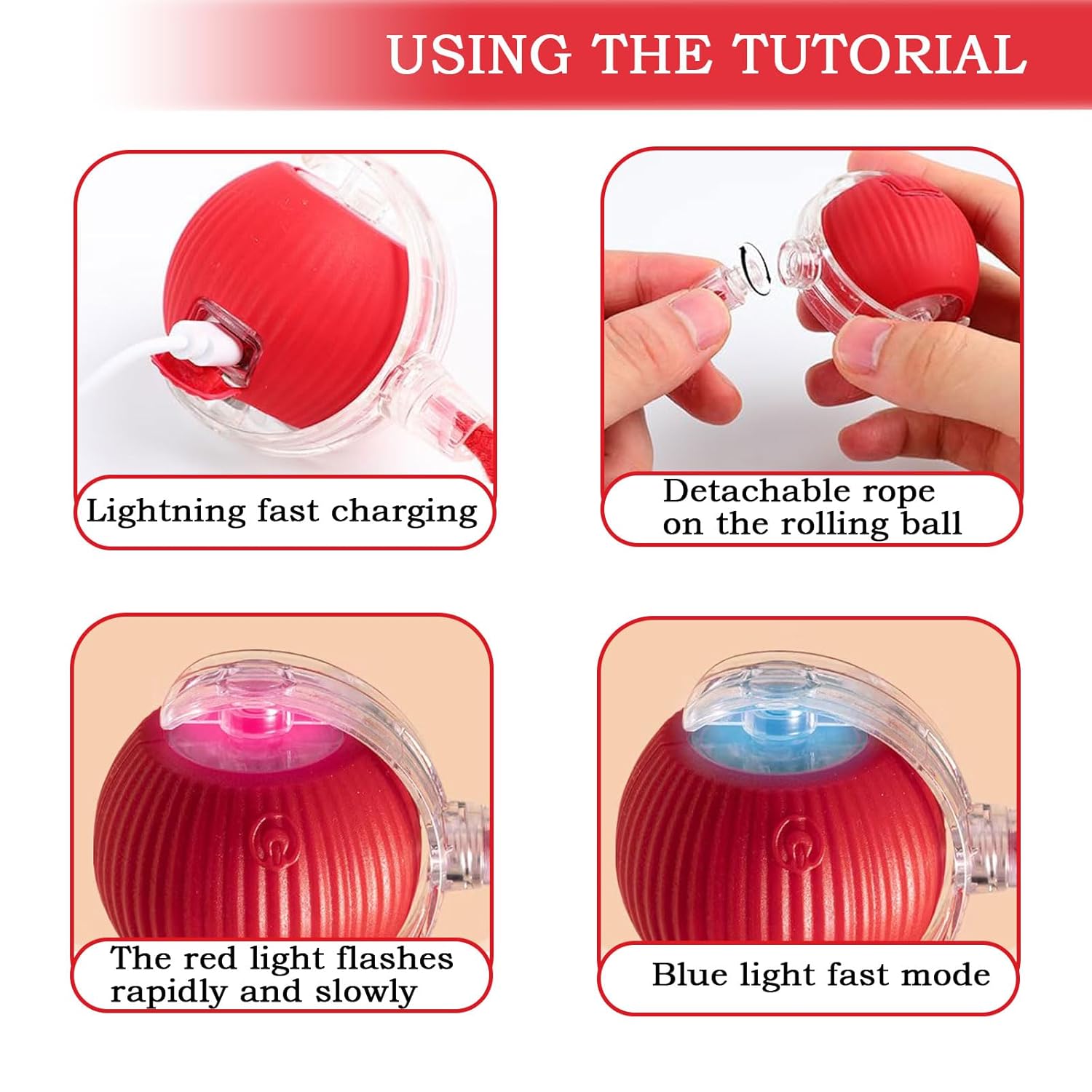 Electric Automatic Cat Rolling Ball Toy with Tail | Obstacle Avoidance Sensor And Motion Activated | Smart Silicone & Tough Built | Rechargable