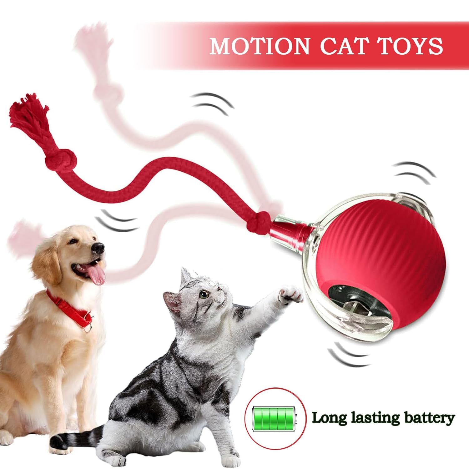 Electric Automatic Cat Rolling Ball Toy with Tail | Obstacle Avoidance Sensor And Motion Activated | Smart Silicone & Tough Built | Rechargable