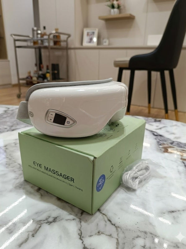 Rechargeable Eye Massager | Mild Heat Option |  for Stress Relief & Dark Circles | Multi Modes ,180° Foldable|