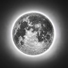 3D moon LED wall lamp in white light against a dark background