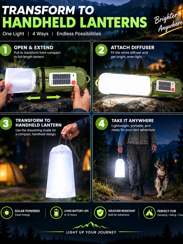 Inflatable Solar Camping Light with Power Bank – USB-C