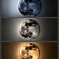 3D Moon LED Wall Lamp Modern Art Deco Lighting | 3 Colour Changing Indoor Wall Mounted Celling Light Wall Sconce Moon Lights for Living Room Bedroom Hallway, Corded Electric (500 MM)