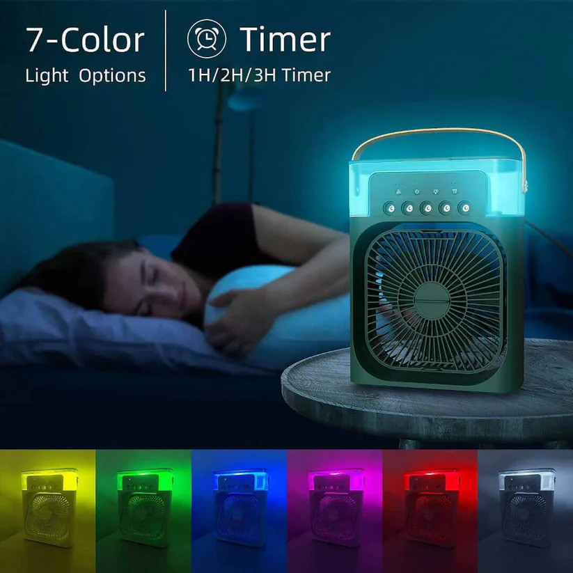 Portable Mini Mist Air Cooler/AC With LED Night Light (Single Fan Variant)