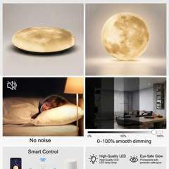3D Moon LED Wall Lamp Modern Art Deco Lighting | 3 Colour Changing Indoor Wall Mounted Celling Light Wall Sconce Moon Lights for Living Room Bedroom Hallway, Corded Electric (500 MM)