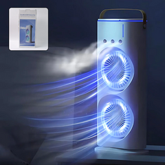 Double Ended Portable Cooler with New 3 Speed Gears & LED Lights | Touch & Remote Control with 120" Rotation | Mist Humidifier & 280ml Ice/ Water Tank | Compact For Home, Office & Outdoor Use |