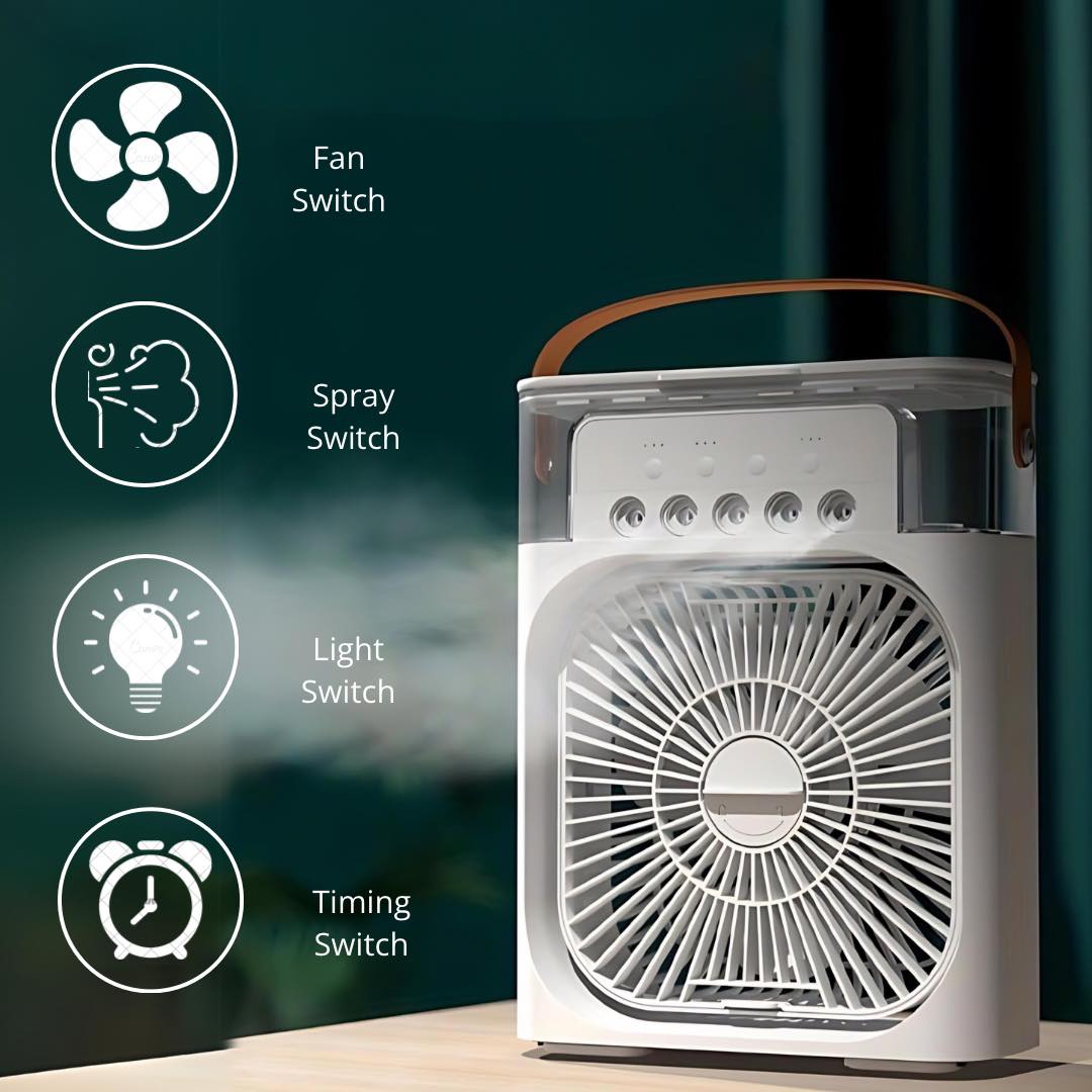 Portable Mini Mist Air Cooler/AC With LED Night Light (Single Fan Variant)