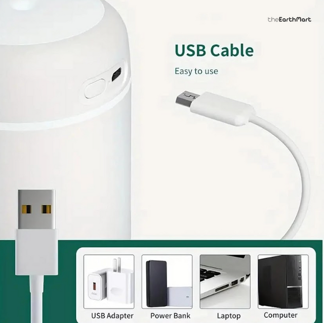 USB cable for the mini humidifier and compatible power sources