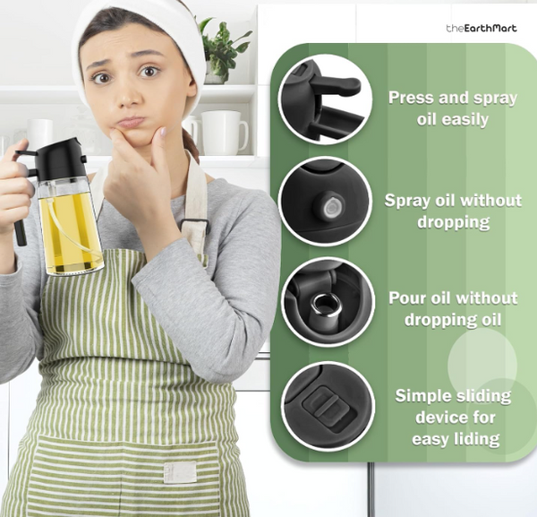 2 in 1 Glass Oil Sprayer And Dispenser Bottle