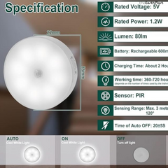 Round Shape USB Motion Sensor LED Lights