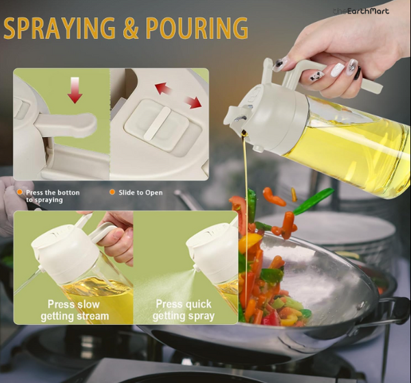 2 in 1 Glass Oil Sprayer And Dispenser Bottle
