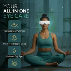Rechargeable Eye Massager | Mild Heat Option |  for Stress Relief & Dark Circles | Multi Modes ,180° Foldable|