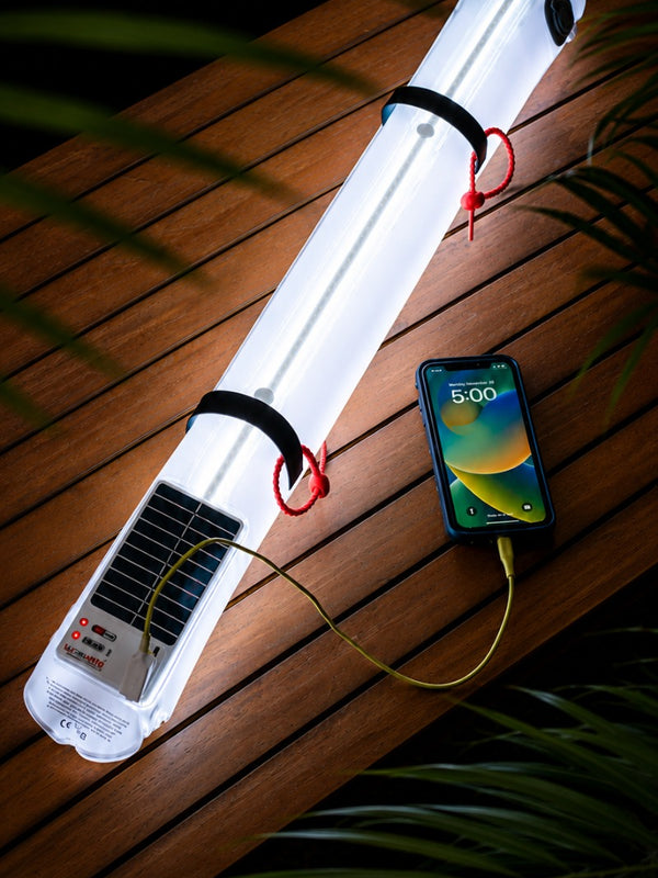 Inflatable Solar Camping Light - Portable Waterproof LED Tube Light with Solar & USB Charging, 3-Way Magnetic & Hanging Attachment for Emergency, Tent & Outdoor