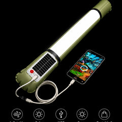 Inflatable Solar Camping Light - Portable Waterproof LED Tube Light with Solar & USB Charging, 3-Way Magnetic & Hanging Attachment for Emergency, Tent & Outdoor