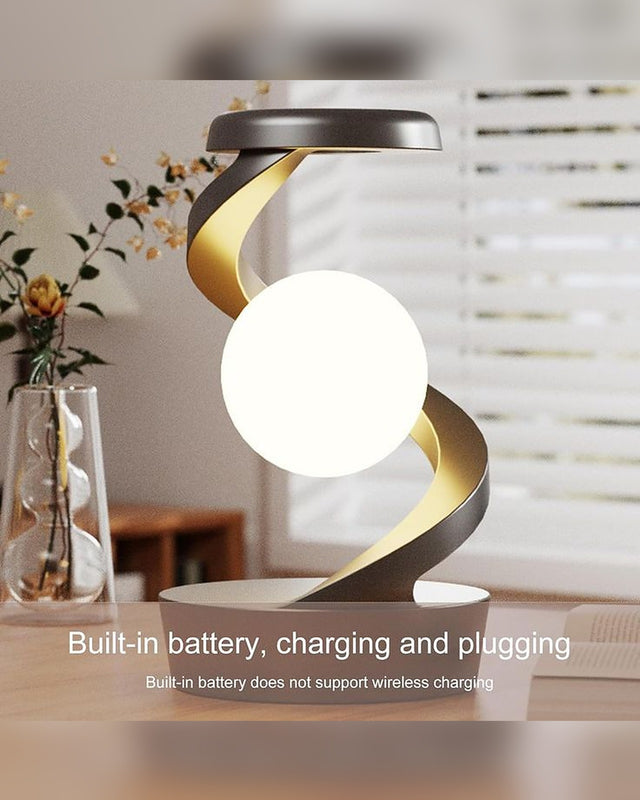 Spiral Moon Lamp – 3D Floating Orb Illusion RGB LED Desk Lamp, Rechargeable