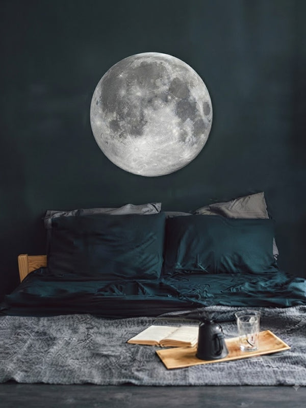 3D Moon LED Wall Lamp Modern Art Deco Lighting | 3 Colour Changing Indoor Wall Mounted Celling Light Wall Sconce Moon Lights for Living Room Bedroom Hallway, Corded Electric (500 MM)