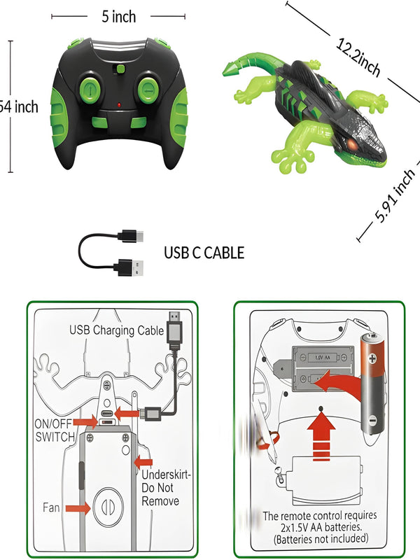 Wall Climbing Lizard Toy with Remote Control | Crawls Walls & Floors | Rechargeable |