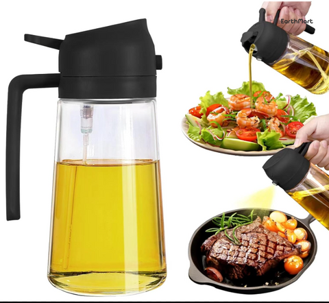 2 in 1 Glass Oil Sprayer And Dispenser Bottle