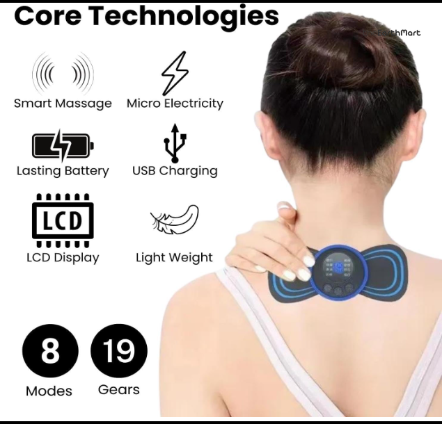 EMS massager features: 8 modes, 19 levels, USB charging