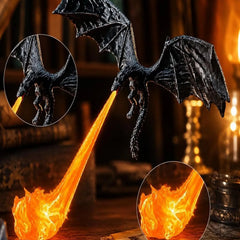 Close-up of the 3D dragon wings and the glowing flame base