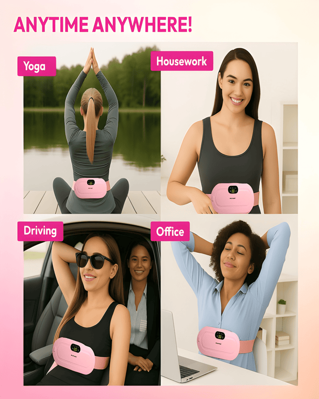 Wearing the heating pad at home, at work and while travelling