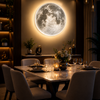3D Moon LED Wall Lamp – Modern Art Deco, 3 Light Colours