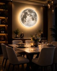3D Moon LED Wall Lamp – Modern Art Deco, 3 Light Colours
