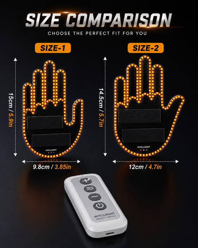 Size comparison of the LED car gesture light