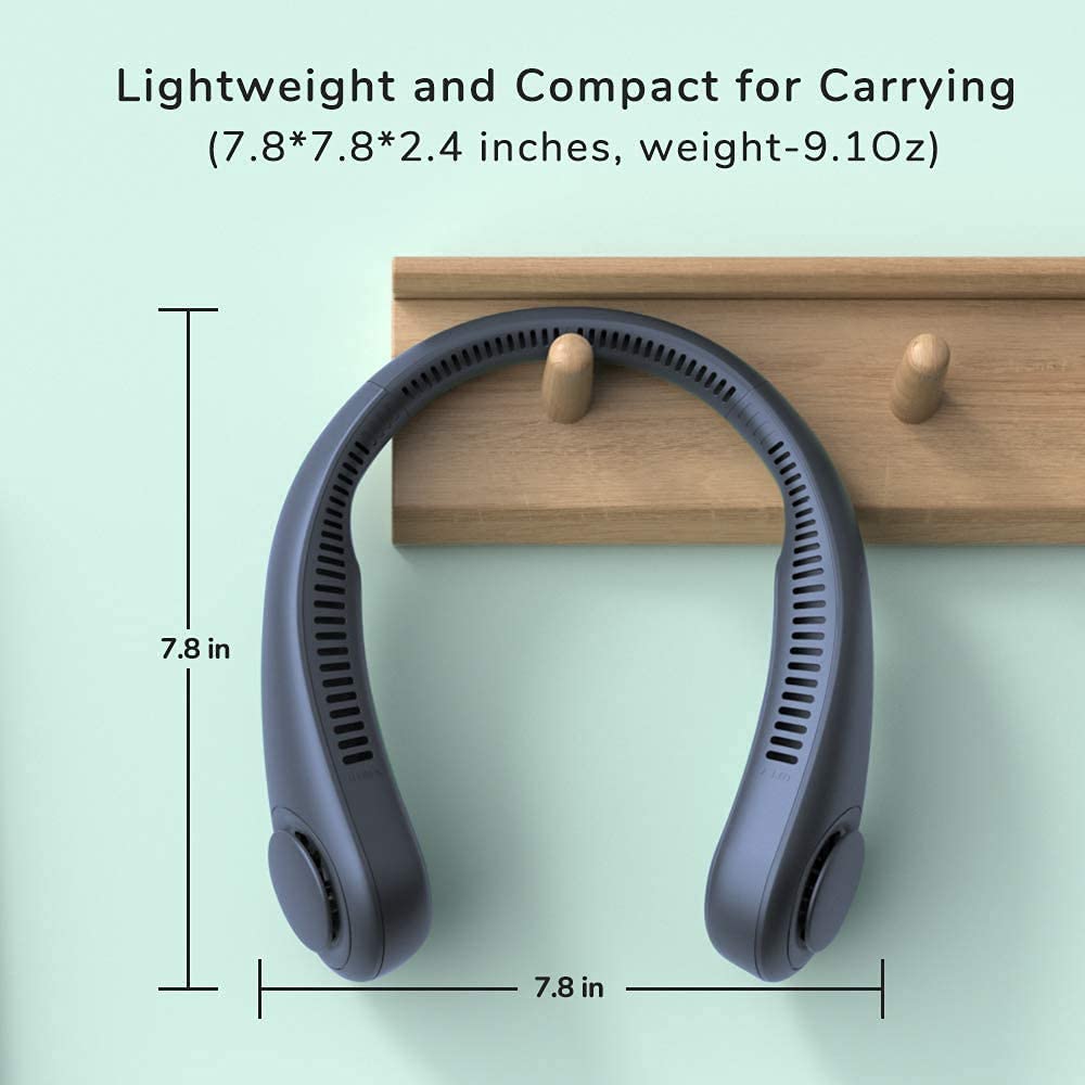 Portable Rechargeable Neck/Collar Fan - 5 Speed Mode | Hands-Free Bladeless | 4000 mAh Battery Operated Wearable 360° Personal Fan | Twistable, Rechargeable & Multi-Color | With Cooling Plate Technology |