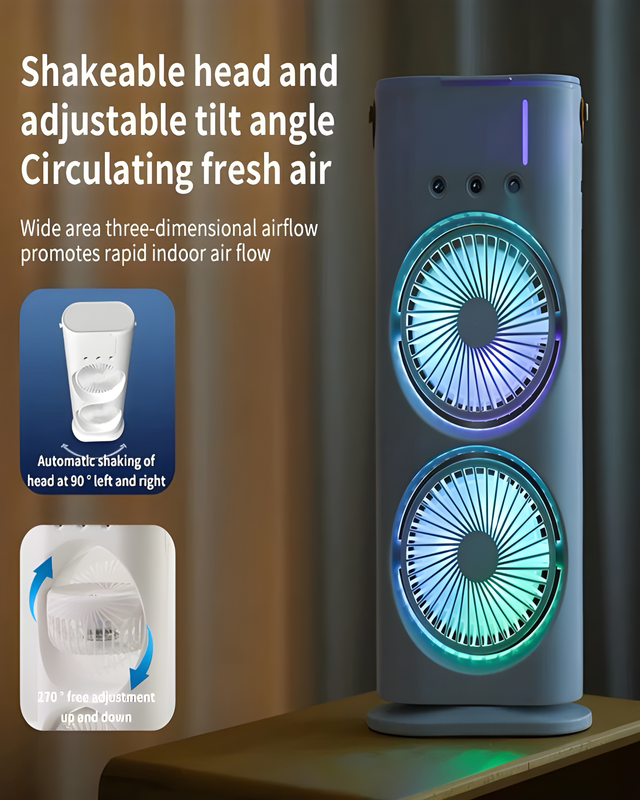 Tilting fan heads and air circulation