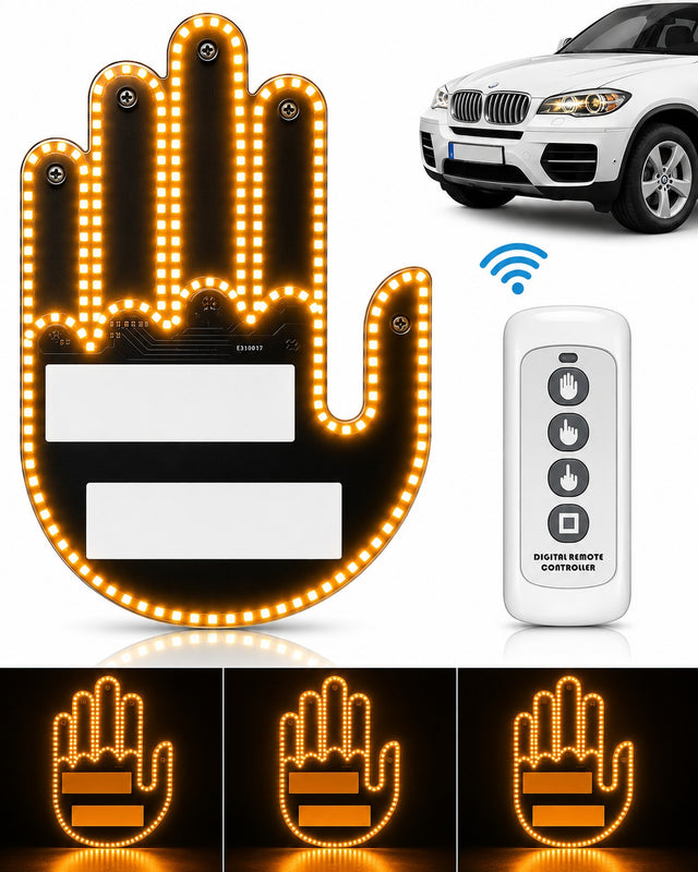 Car gesture light with remote next to a white SUV